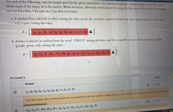 Solved For each of the following, state the sample space for