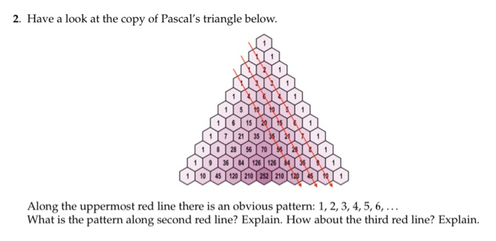 Solved 2. Have a look at the copy of Pascal's triangle | Chegg.com