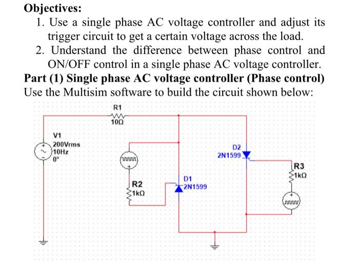 Solved Part (1) Single phase AC voltage controller (Phase | Chegg.com