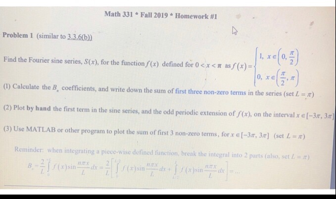 Math 331 * Fall 2019 * Homework #1 Problem 1 (similar | Chegg.com