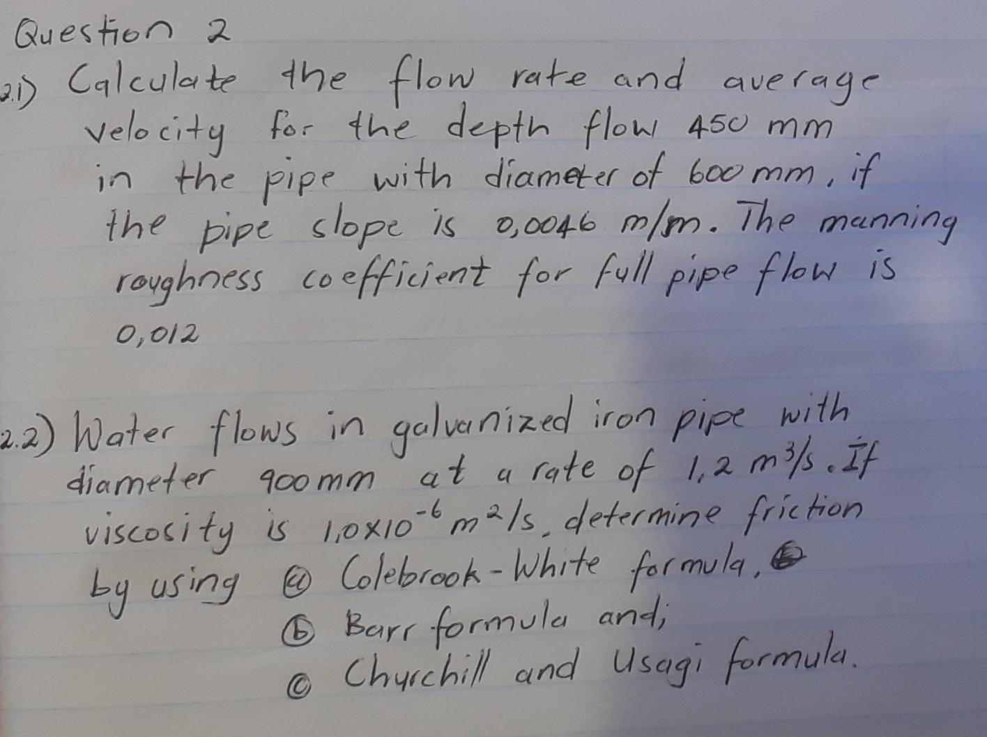 Solved Question a 21) Calculate the flow rate and average | Chegg.com