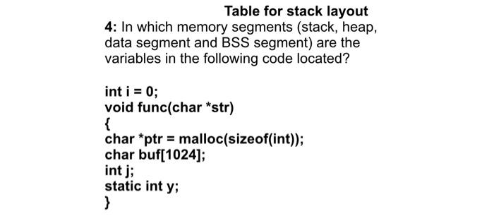 Solved 3. For the given function func, what will be stack | Chegg.com