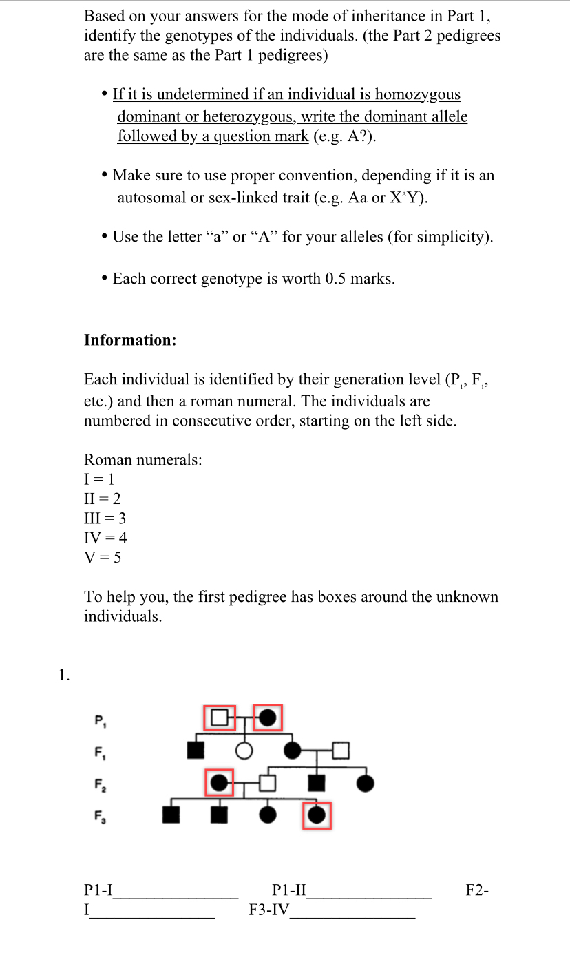 Solved Based on your answers for the mode of inheritance in | Chegg.com