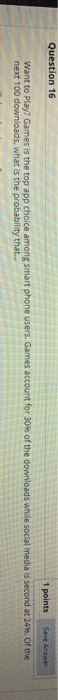 Solved Question 16 1 points Save answer Want to Play Games | Chegg.com