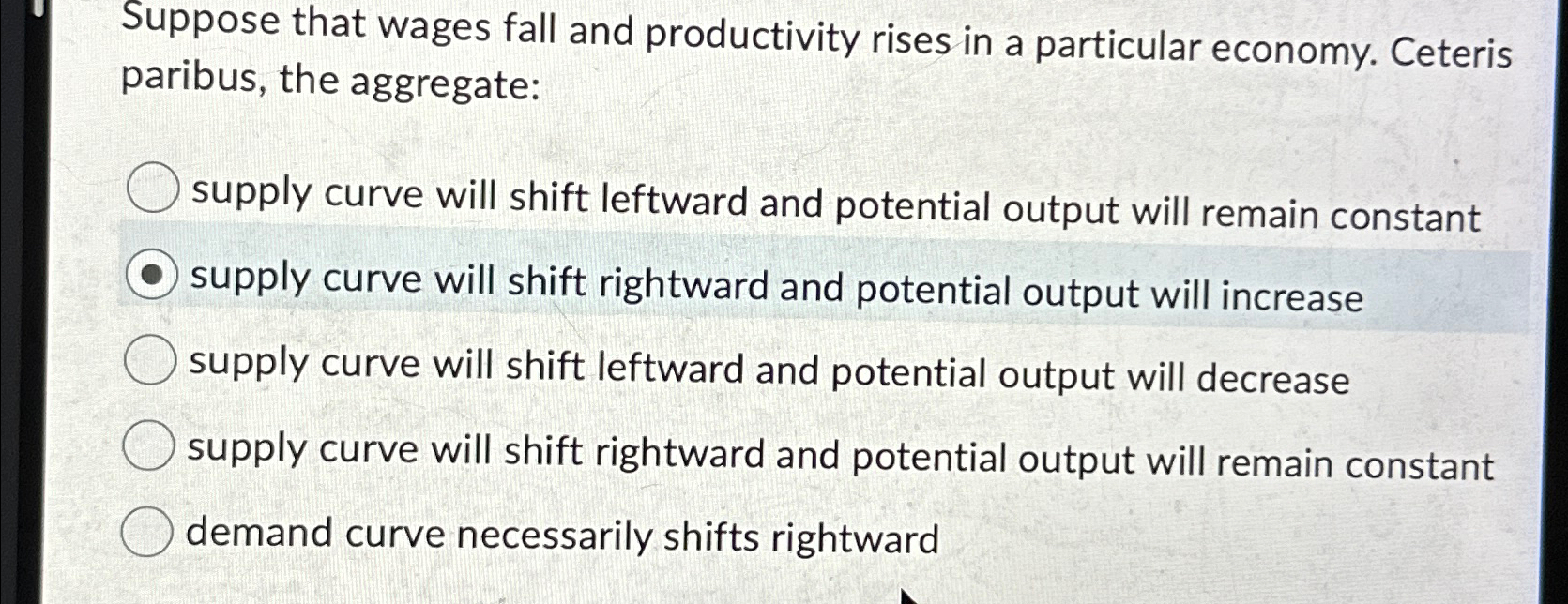 Solved Suppose that wages fall and productivity rises in a | Chegg.com