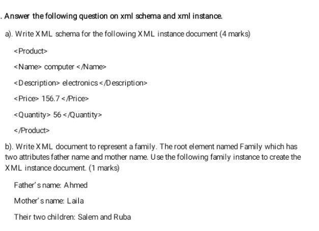 Solved Answer the following question on xml schema and xml Chegg com