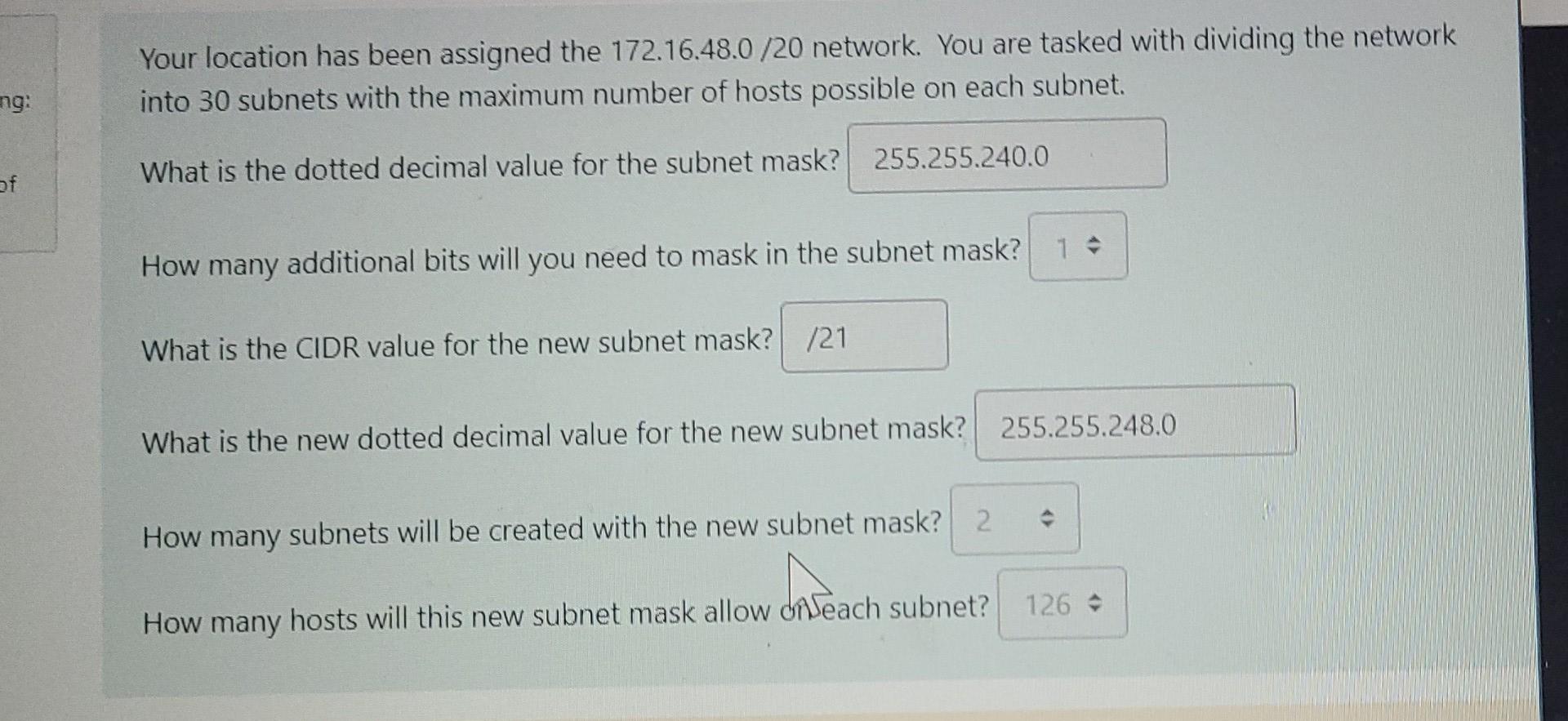 Solved Your Location Has Been Assigned The 172.16.48.0 /20 | Chegg.com