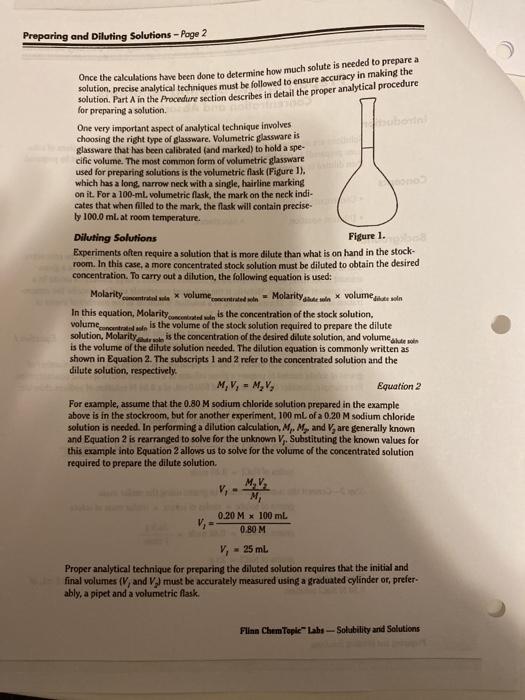 Page 1 Preparing and Diluting Solutions Preparing