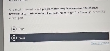Solved An ethical concern is a not problem that requires | Chegg.com