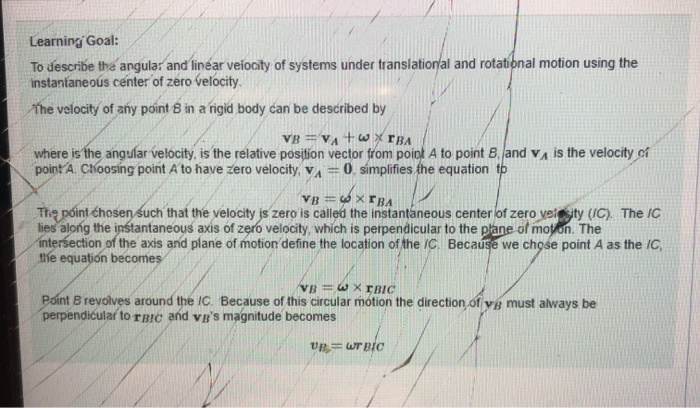 Solved Learning'Goal: To describe the angular and linear | Chegg.com