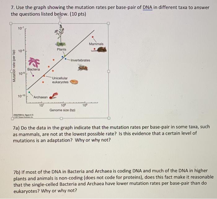 Solved 7. Use the graph showing the mutation rates per | Chegg.com