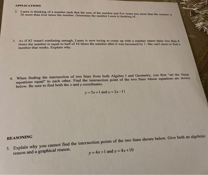 Solved Applications 2 Laura Is Thinking Of A Number Such Chegg Com