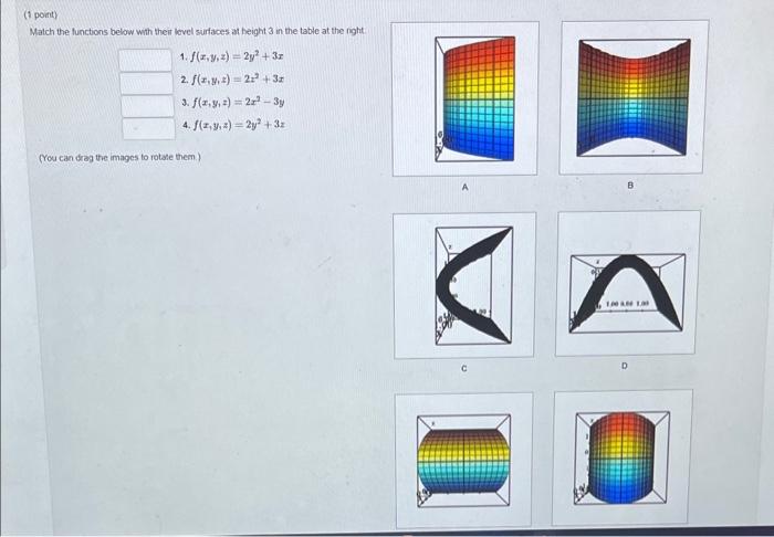 Solved Match The Functions Below With Their Level Surfaces | Chegg.com