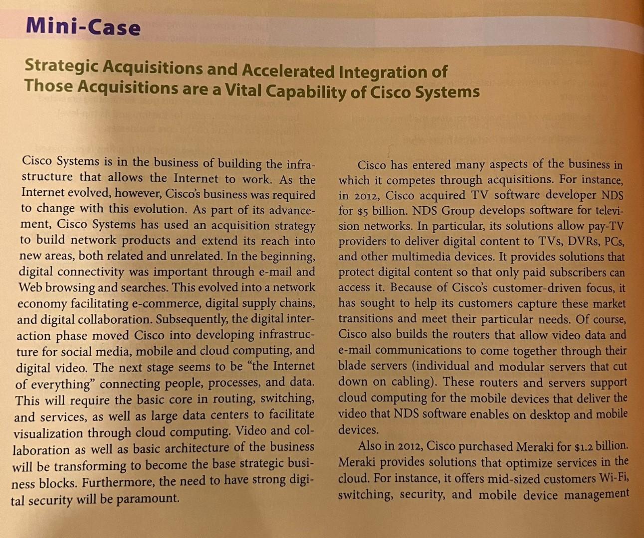 Solved Strategic Acquisitions And Accelerated Integration Of | Chegg.com