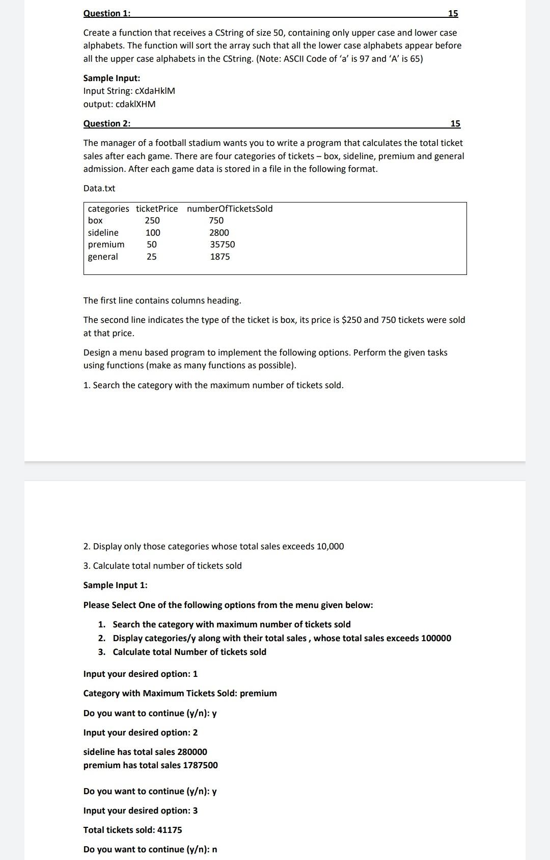 Solved Question 1: 15 Create a function that receives a | Chegg.com