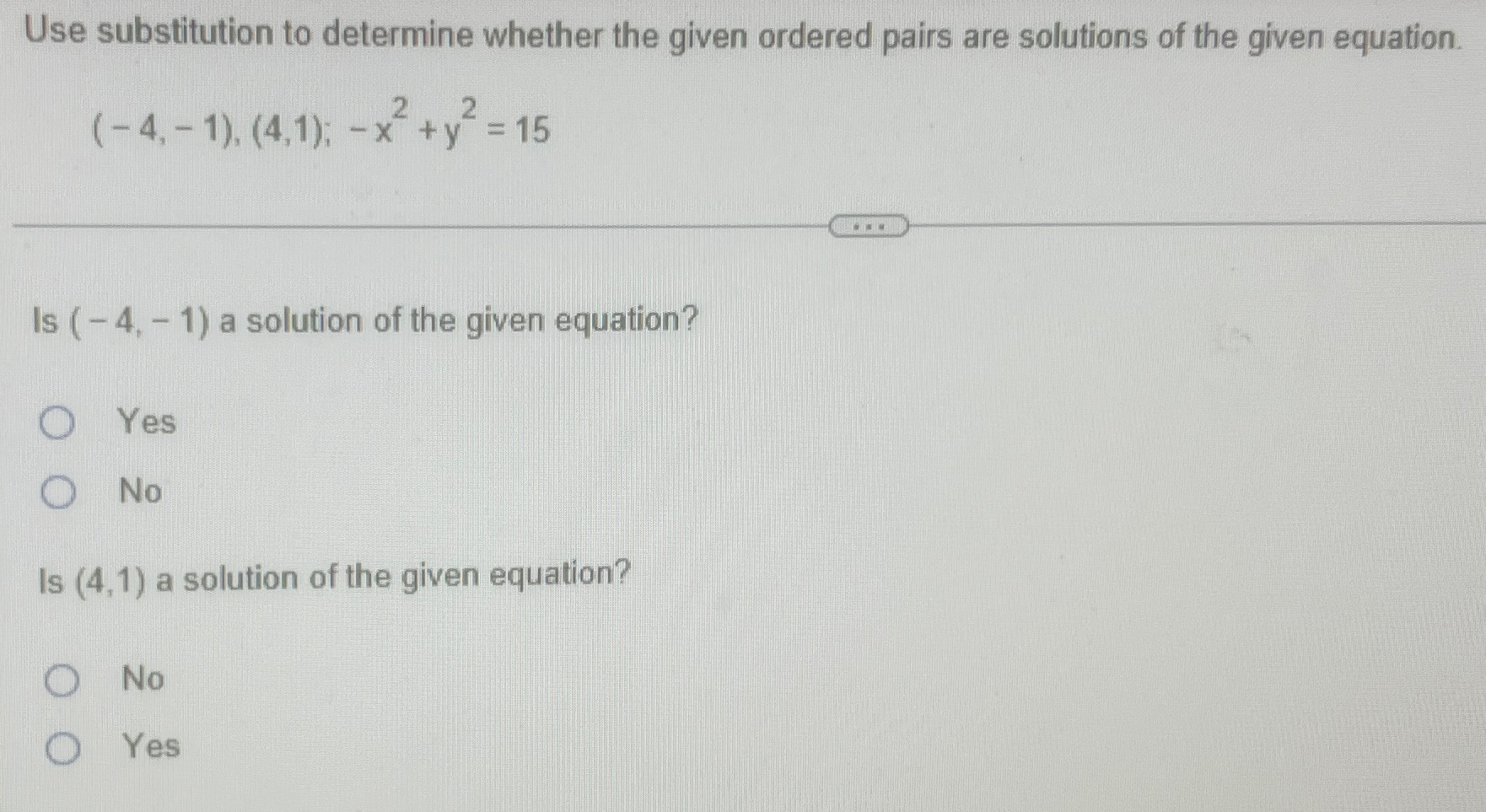 Solved Use substitution to determine whether the given | Chegg.com