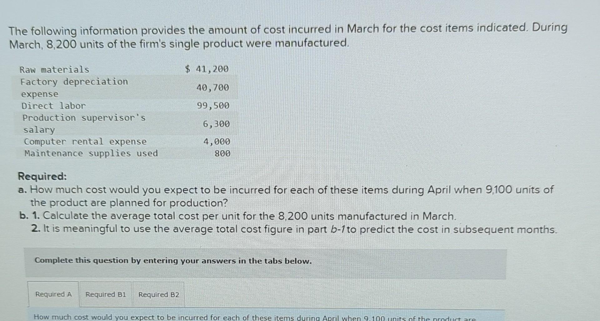 Solved The Following Information Provides The Amount Of Cost | Chegg.com