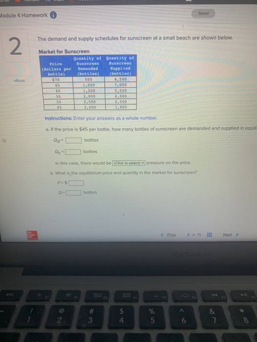 Solved Module 4 Homework i Saved The demand and supply | Chegg.com