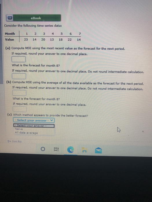 Solved B eBook Consider the following time series data: 1 2 | Chegg.com