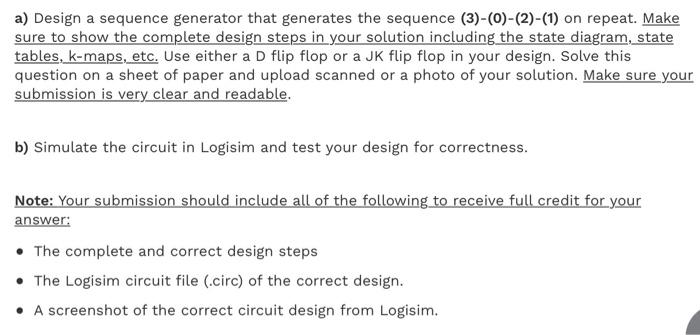 a) Design a sequence generator that generates the | Chegg.com