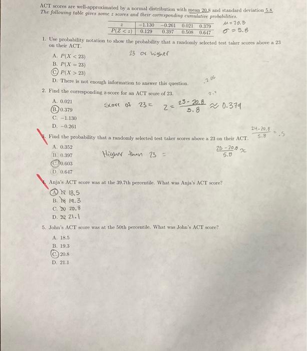 act scores normal distribution
