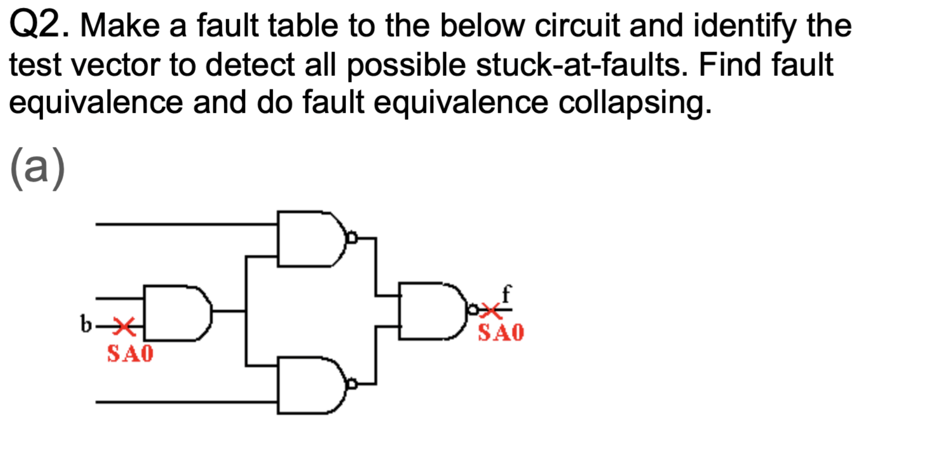 Solved Q2. ﻿Make a fault table to the below circuit and | Chegg.com