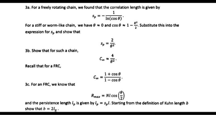 Solved 3a. For a freely rotating chain, we found that the | Chegg.com