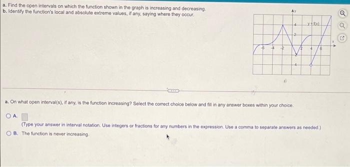 Solved a. Find the open intervals on which the function | Chegg.com
