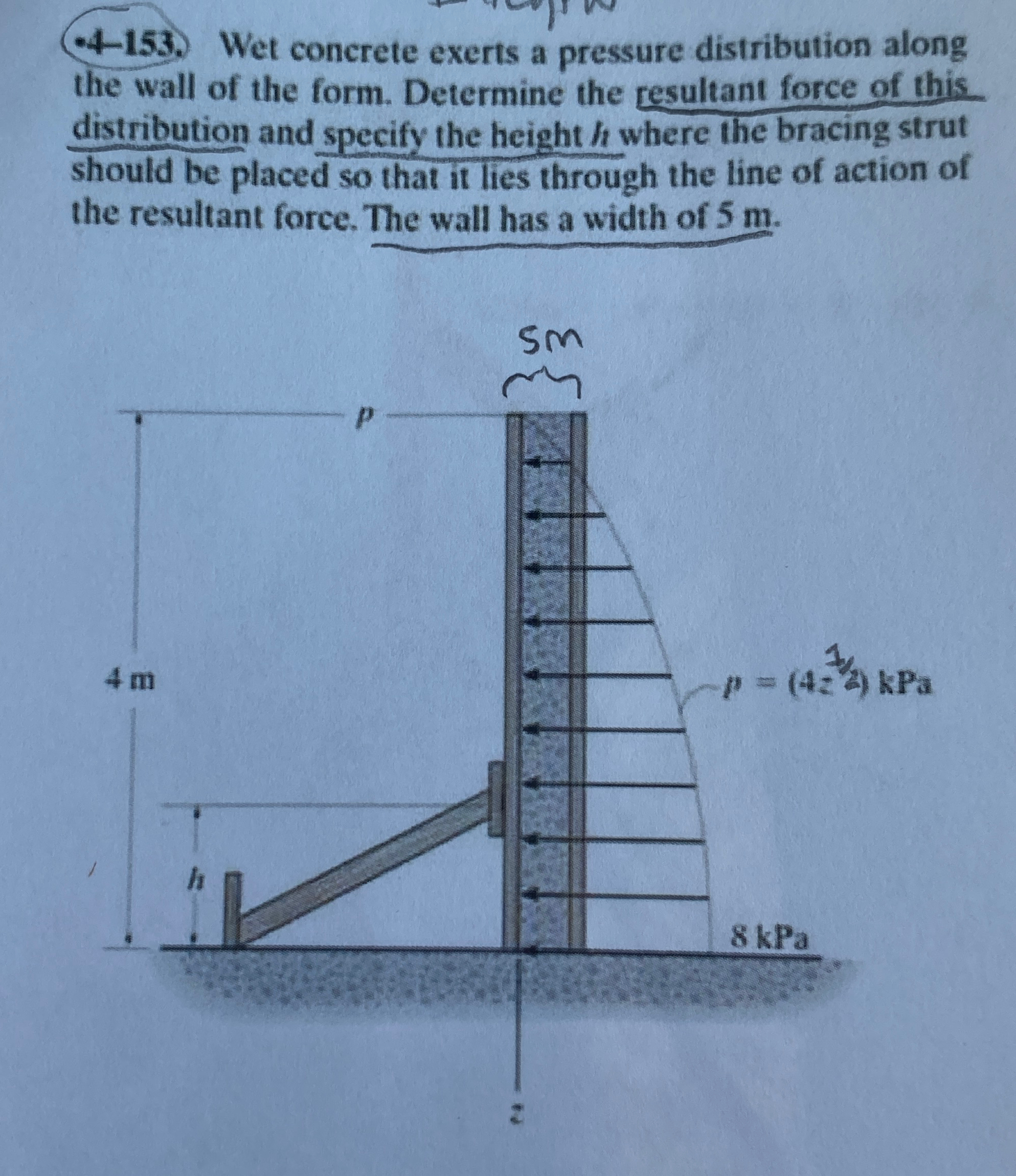 Solved Wet concrete exerts a pressure distribution alongthe | Chegg.com