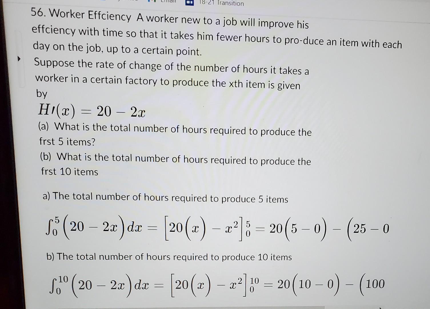Solved 56. Worker Effciency A worker new to a job will | Chegg.com