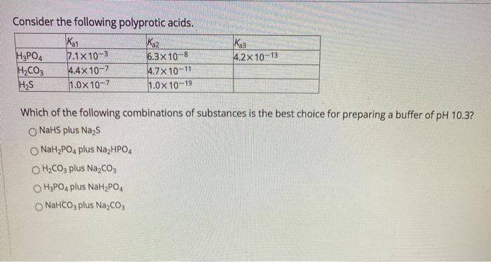 Solved Каз Consider the following polyprotic acids. Kas Kaz | Chegg.com