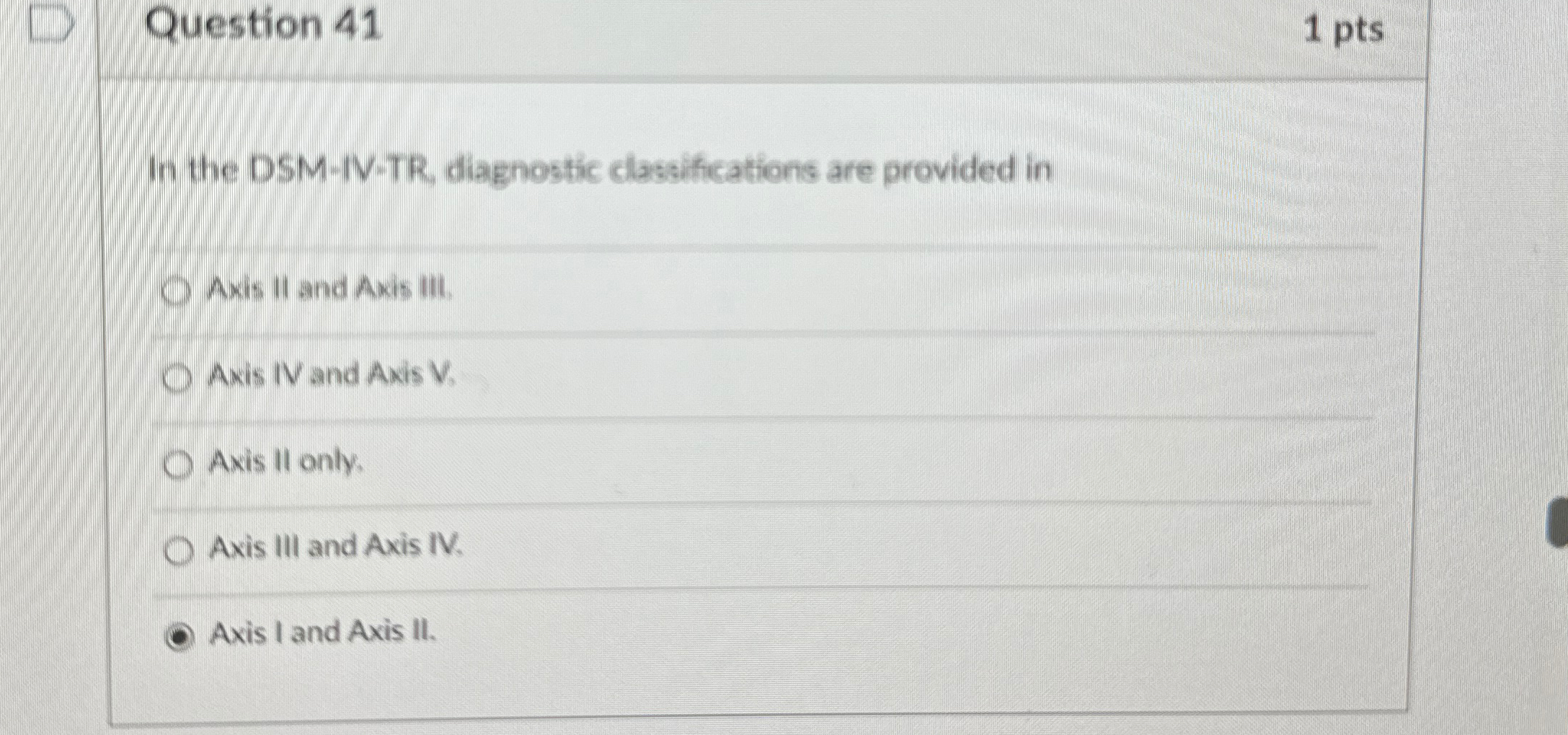 Solved Question Ptsin The Dsm Iv Tr Diagnostic Chegg Com