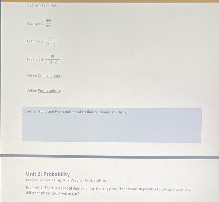 Solved define n factorial example 1 87189 example 2 chegg