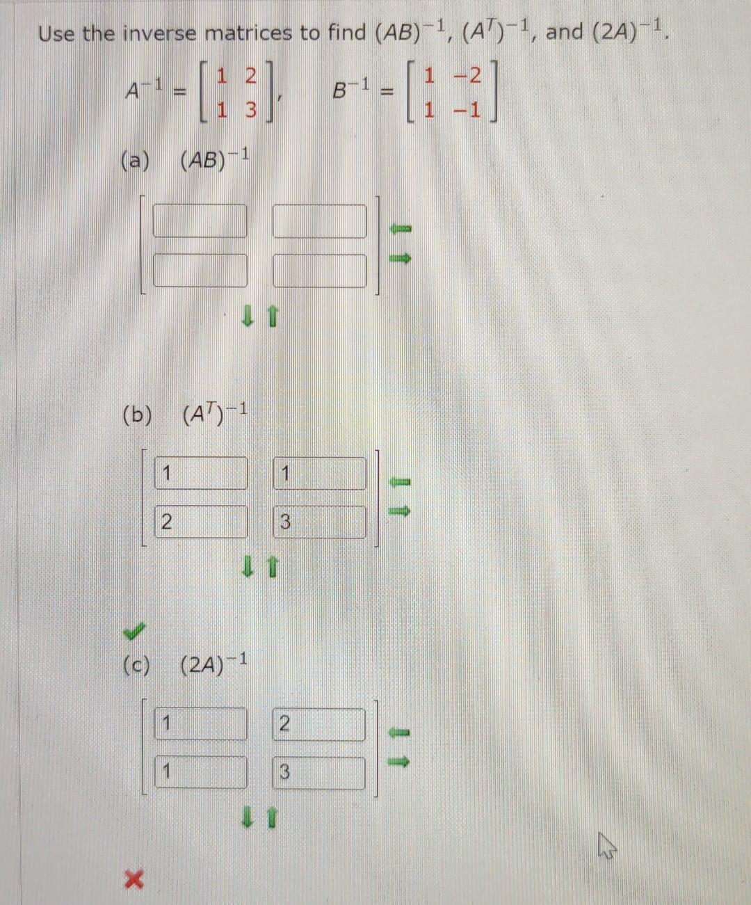 Solved Use The Inverse Matrices To Find \\( (A | Chegg.com