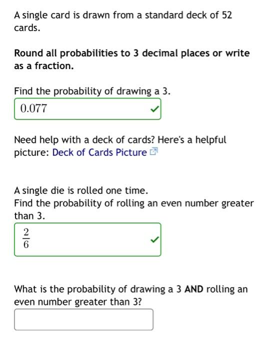 Solved A single card is drawn from a standard deck of 52