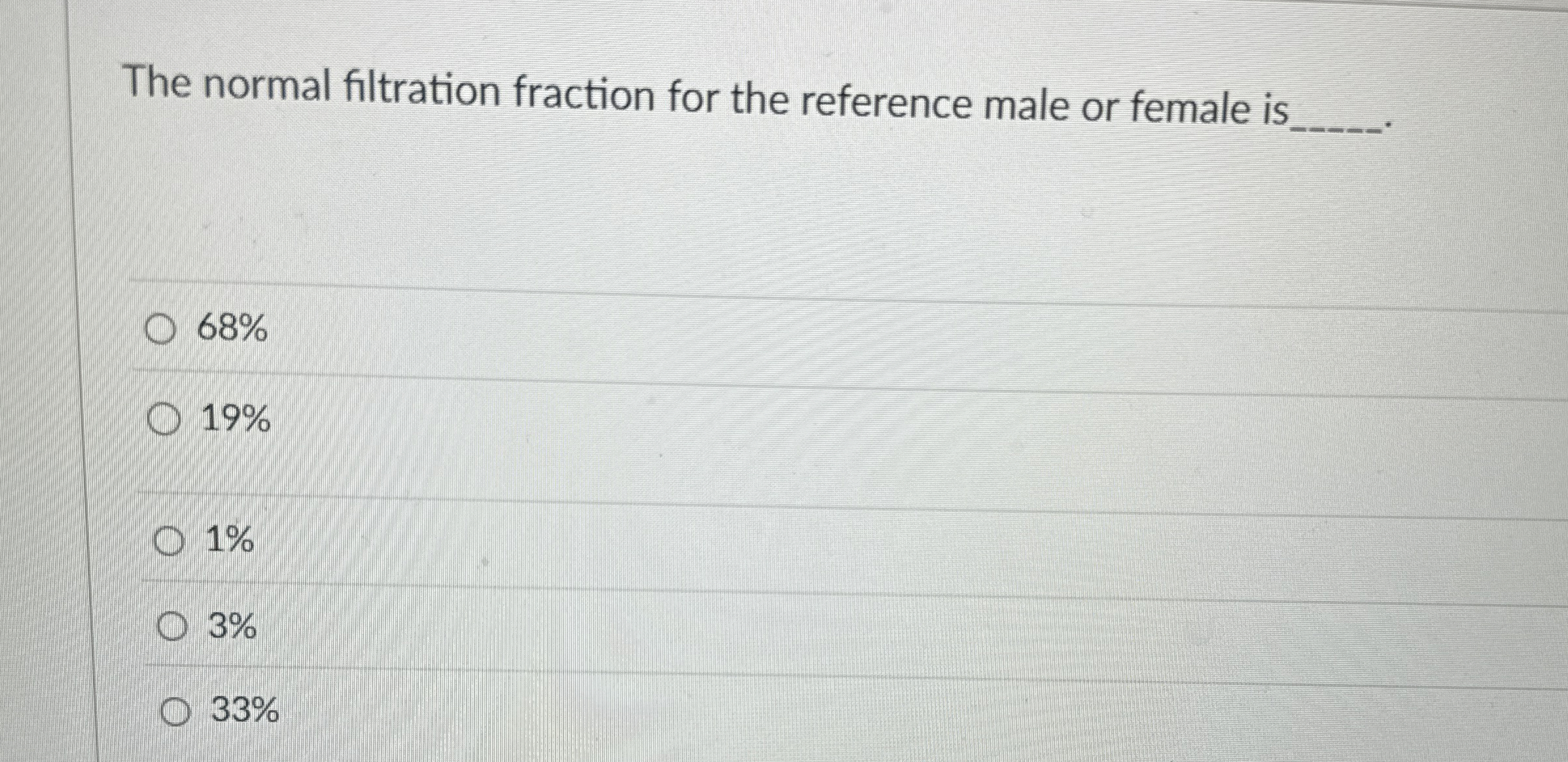 Solved The normal filtration fraction for the reference male | Chegg.com