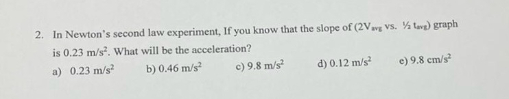 Solved In Newton's second law experiment, If you know that | Chegg.com