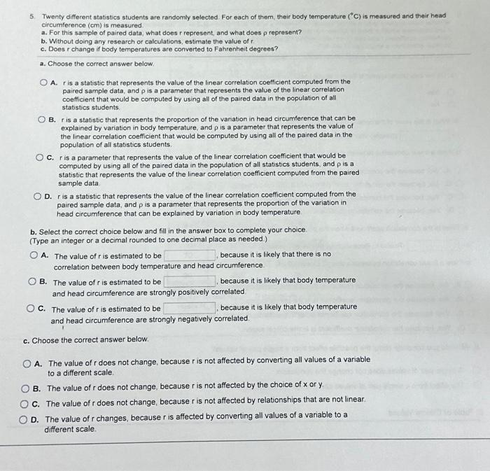 Solved 5. Twenty different statistics students are randomly | Chegg.com