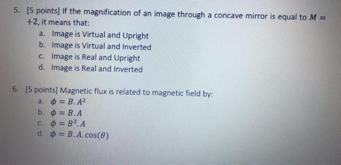 Solved 5. [5 points) If the magnification of an image | Chegg.com