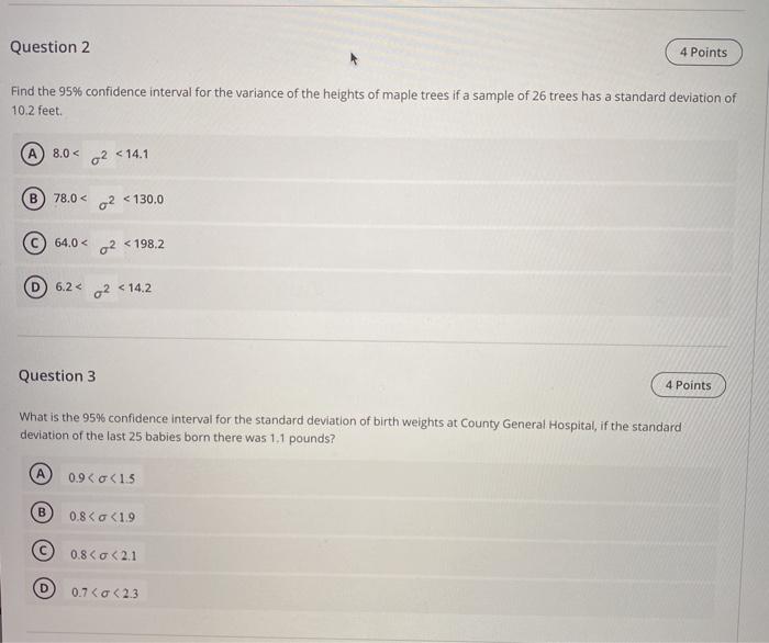 Solved Question 2 4 Points Find the 95% confidence interval | Chegg.com