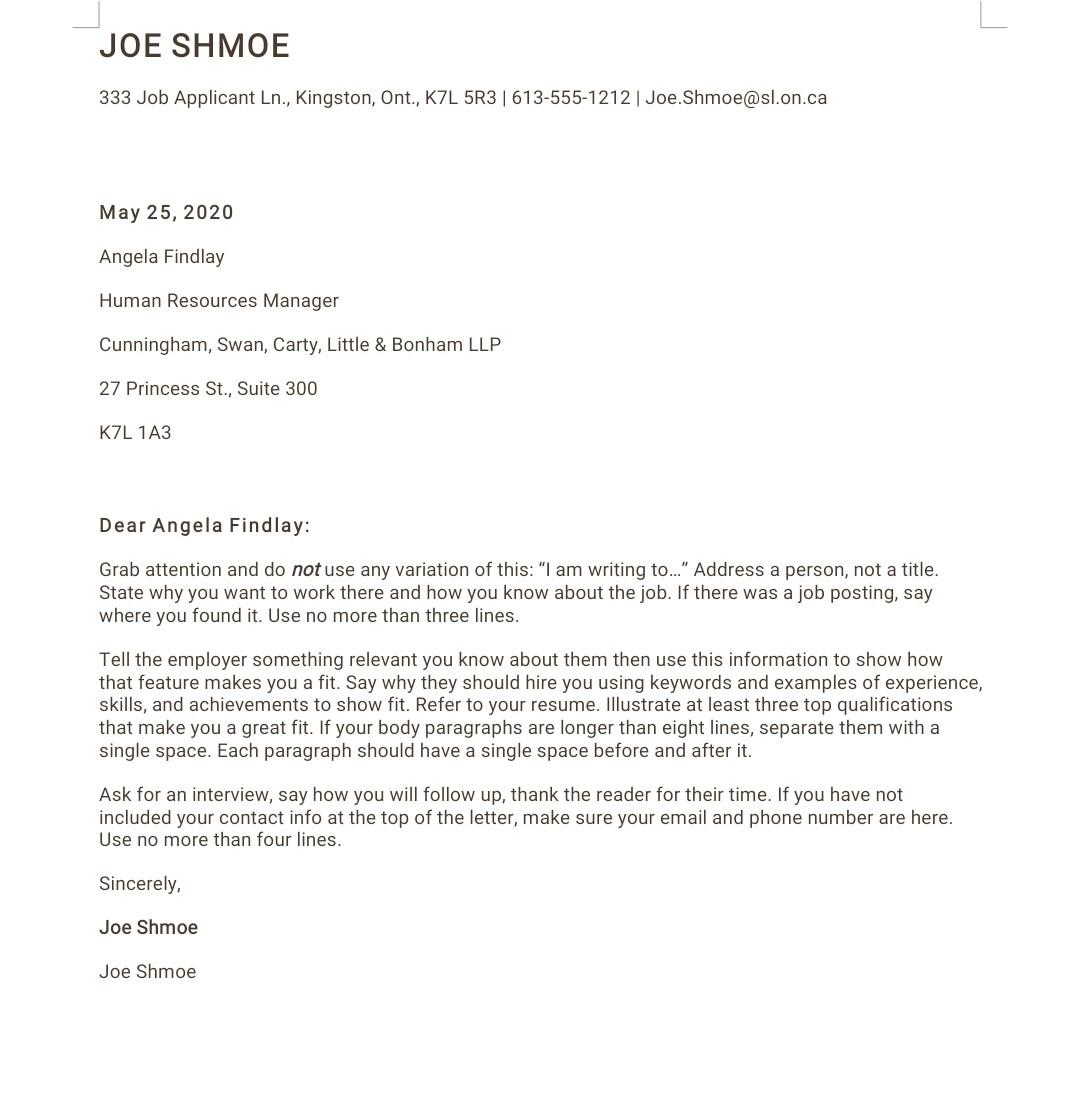 cover letter unsolicited sample
