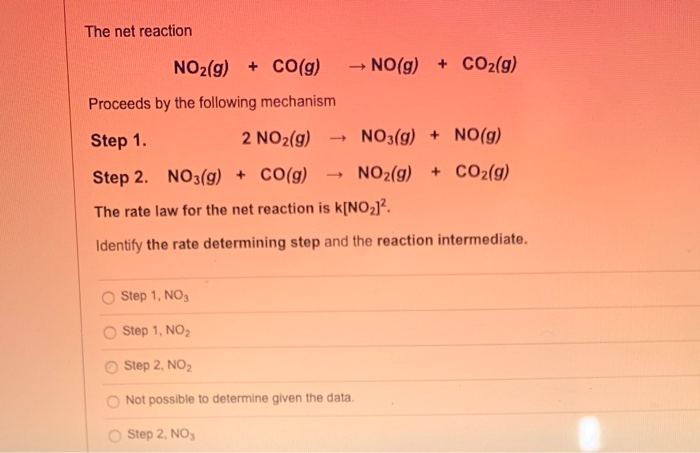 Solved For The Elementary Reaction No2 + Co2 No3 + Co The 