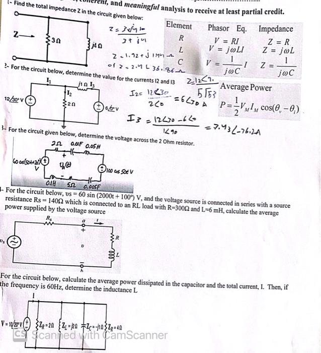 Solved - Find the total impedance Z in the circuit given | Chegg.com