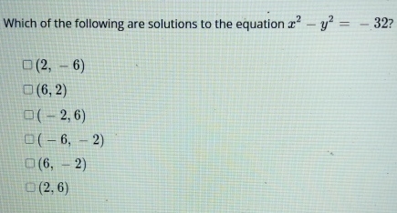 Solved Which of the following are solutions to the equation | Chegg.com