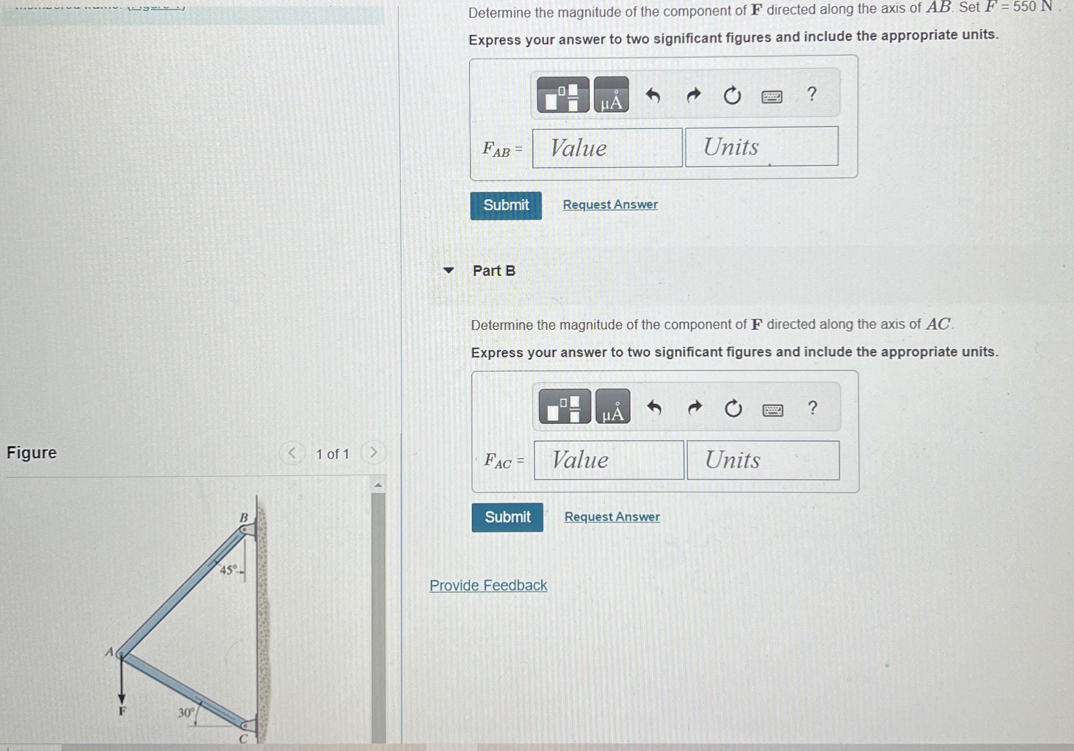 Solved Determine the magnitude of the component of F | Chegg.com