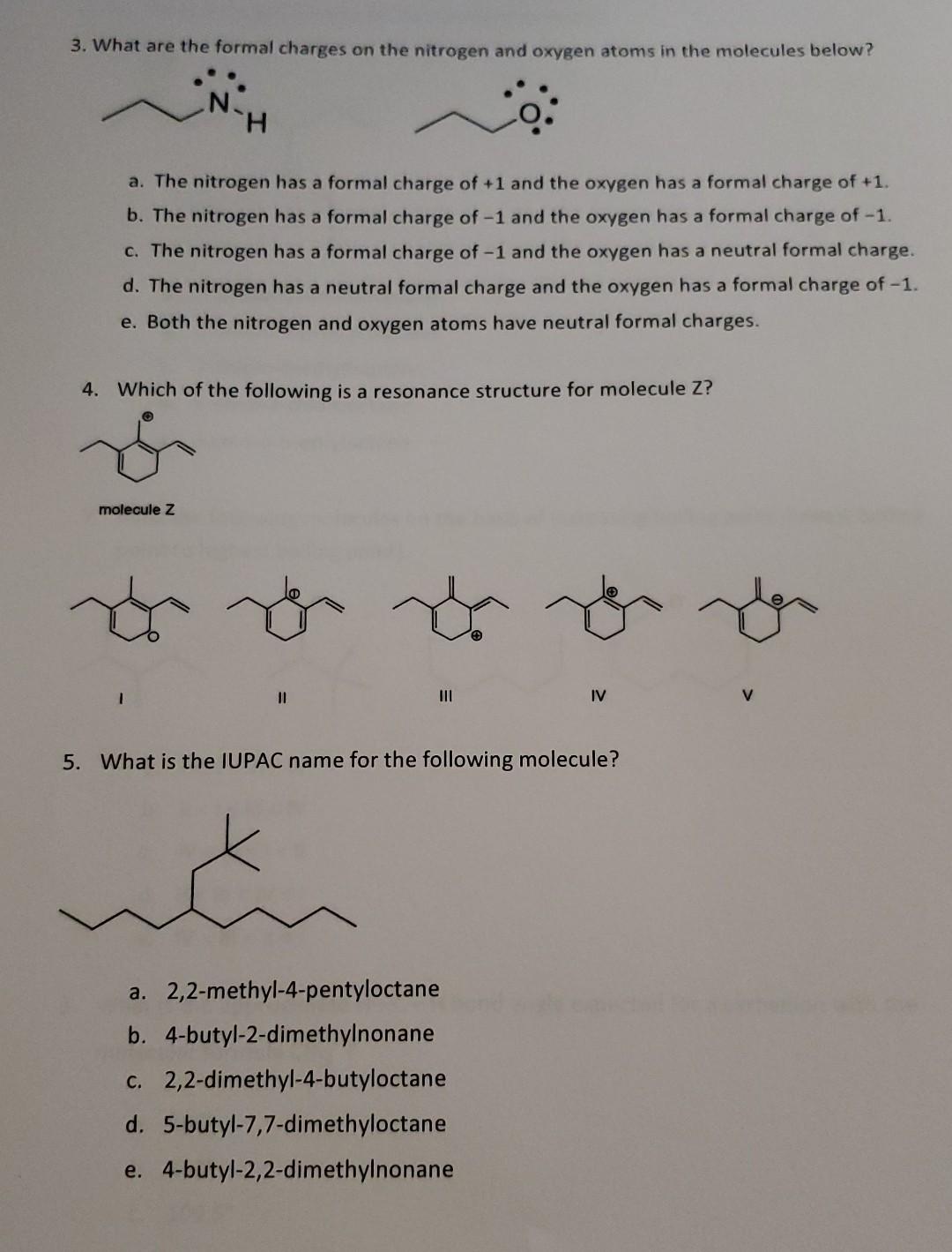 Solved 3. What are the formal charges on the nitrogen and | Chegg.com