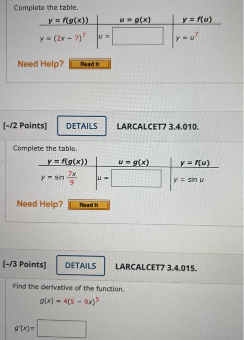 Complete The Table Y F G X U G X Y F U Ue Chegg Com