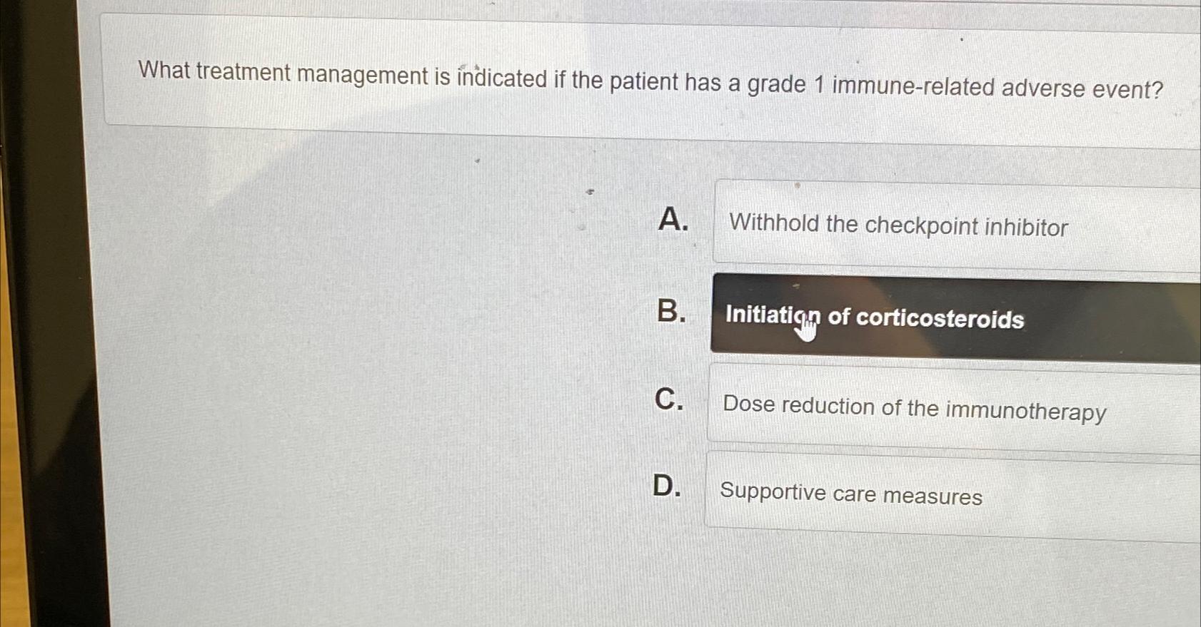 Solved What treatment management is indicated if the patient | Chegg.com