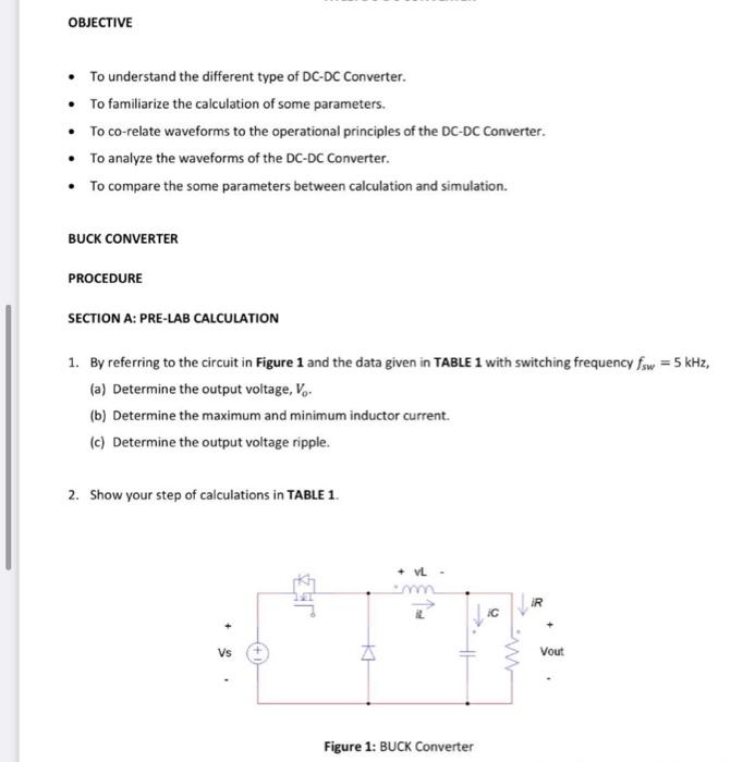 Solved OBJECTIVE • To understand the different type of DC-DC | Chegg.com