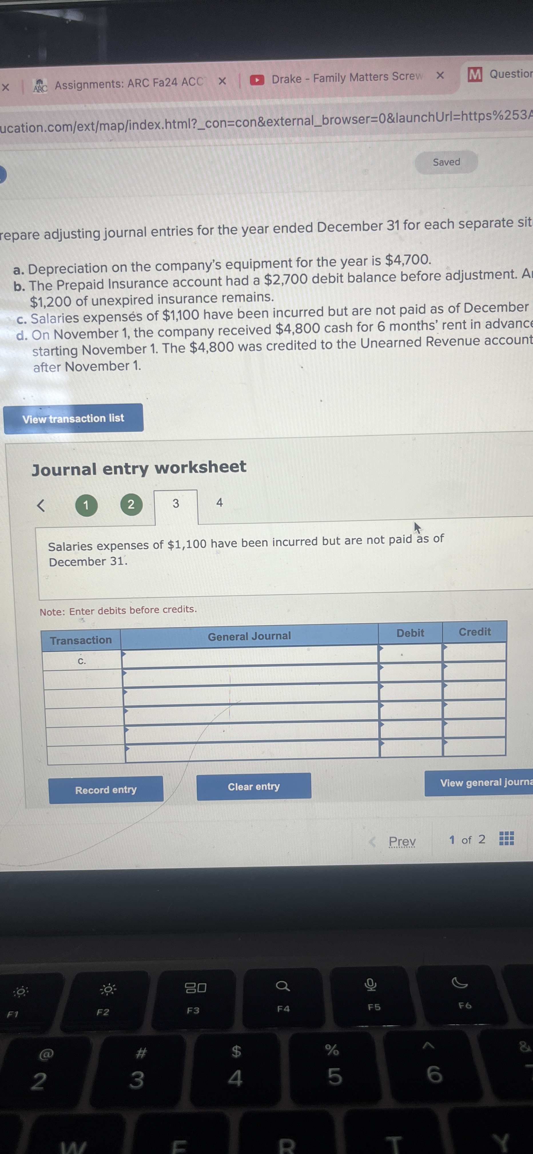 repare adjusting journal entries for the year ended